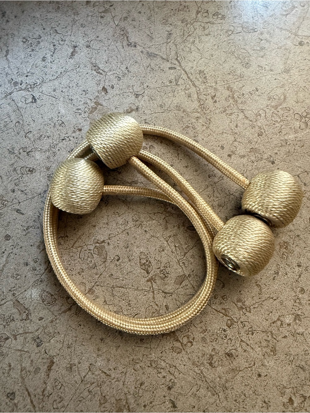 Source Unknown Gold Rope Curtain Tiebacks with Woven Ball Ends